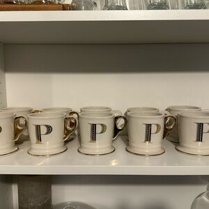 Gold-Handled Monogram Mug “P” Initial